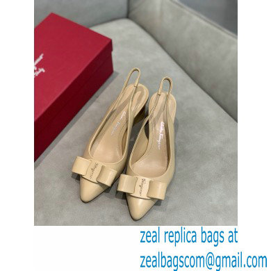 Ferragamo Heel 5.5cm Viva Slingbacks Beige