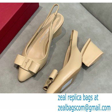 Ferragamo Heel 5.5cm Viva Slingbacks Beige