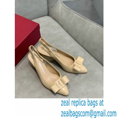 Ferragamo Heel 5.5cm Viva Slingbacks Beige