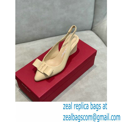 Ferragamo Heel 5.5cm Viva Slingbacks Beige