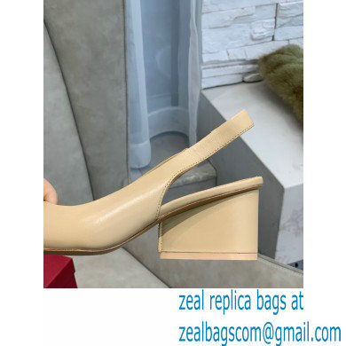 Ferragamo Heel 5.5cm Viva Slingbacks Beige - Click Image to Close