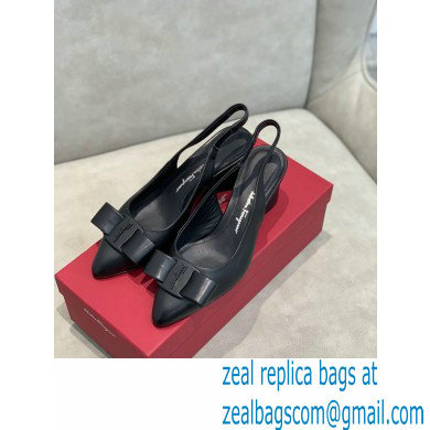 Ferragamo Heel 5.5cm Viva Slingbacks Black