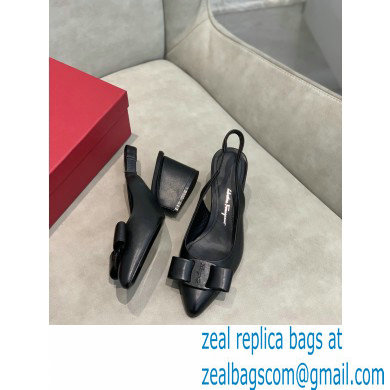 Ferragamo Heel 5.5cm Viva Slingbacks Black