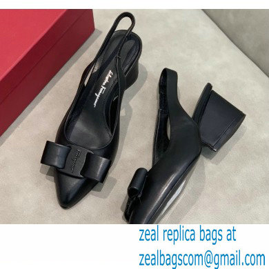 Ferragamo Heel 5.5cm Viva Slingbacks Black