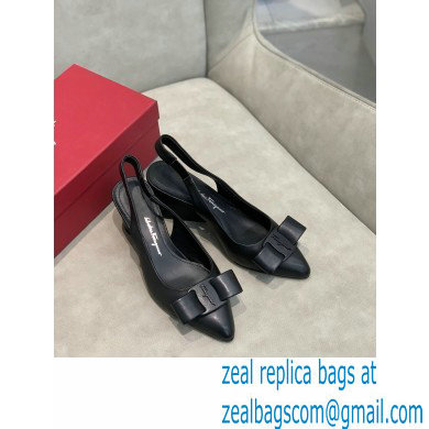 Ferragamo Heel 5.5cm Viva Slingbacks Black - Click Image to Close