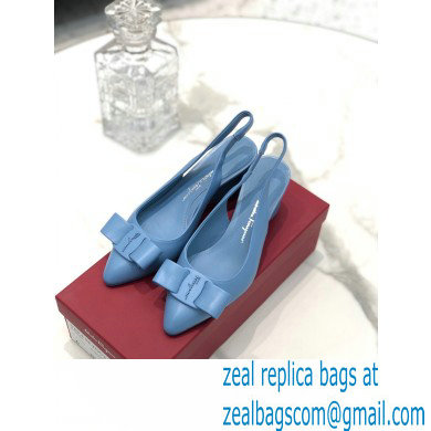 Ferragamo Heel 5.5cm Viva Slingbacks Blue