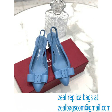 Ferragamo Heel 5.5cm Viva Slingbacks Blue