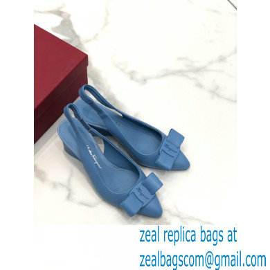 Ferragamo Heel 5.5cm Viva Slingbacks Blue - Click Image to Close