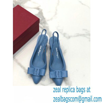 Ferragamo Heel 5.5cm Viva Slingbacks Blue