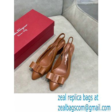 Ferragamo Heel 5.5cm Viva Slingbacks Brown