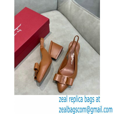 Ferragamo Heel 5.5cm Viva Slingbacks Brown