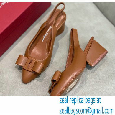 Ferragamo Heel 5.5cm Viva Slingbacks Brown