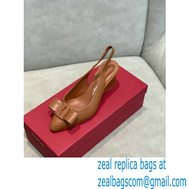 Ferragamo Heel 5.5cm Viva Slingbacks Brown