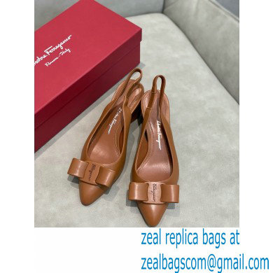 Ferragamo Heel 5.5cm Viva Slingbacks Brown