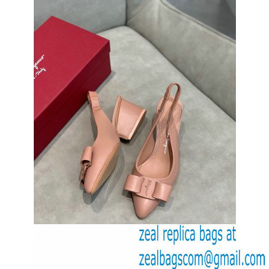 Ferragamo Heel 5.5cm Viva Slingbacks Nude Pink