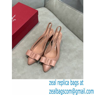 Ferragamo Heel 5.5cm Viva Slingbacks Nude Pink