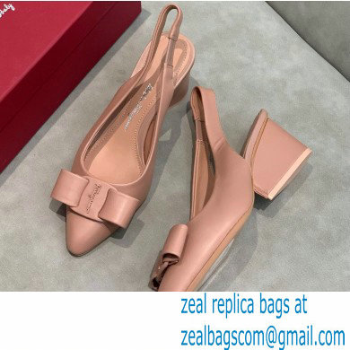 Ferragamo Heel 5.5cm Viva Slingbacks Nude Pink - Click Image to Close