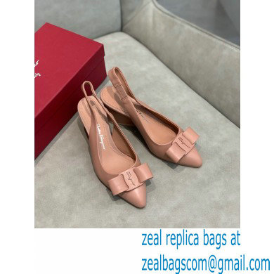 Ferragamo Heel 5.5cm Viva Slingbacks Nude Pink - Click Image to Close