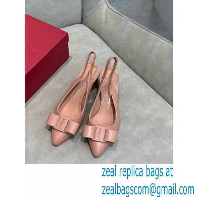 Ferragamo Heel 5.5cm Viva Slingbacks Nude Pink - Click Image to Close