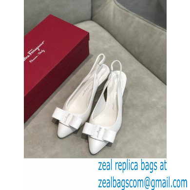 Ferragamo Heel 5.5cm Viva Slingbacks White