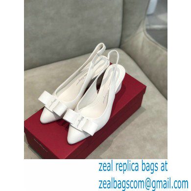 Ferragamo Heel 5.5cm Viva Slingbacks White