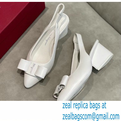 Ferragamo Heel 5.5cm Viva Slingbacks White