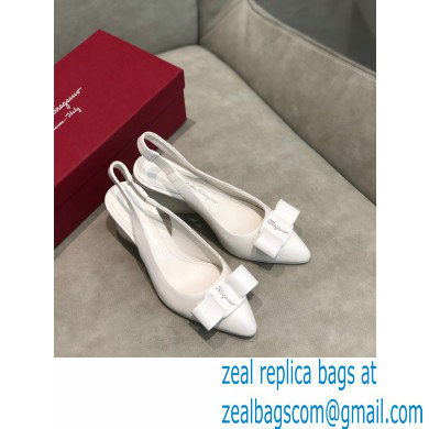 Ferragamo Heel 5.5cm Viva Slingbacks White - Click Image to Close