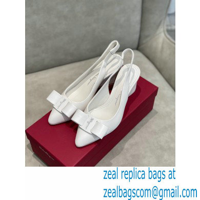 Ferragamo Heel 5.5cm Viva Slingbacks White