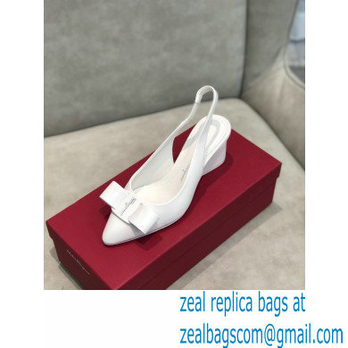 Ferragamo Heel 5.5cm Viva Slingbacks White - Click Image to Close