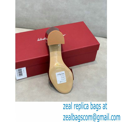 Ferragamo Heel 6cm Vara Bow Sandals with Strap Patent Leather Burgundy