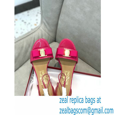 Ferragamo Heel 6cm Vara Bow Sandals with Strap Patent Leather Fuchsia - Click Image to Close