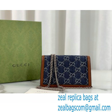 Gucci Dionysus Super Mini Bag 476432 Washed GG Denim Blue 2021 - Click Image to Close