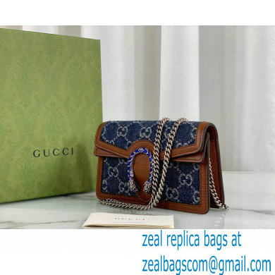 Gucci Dionysus Super Mini Bag 476432 Washed GG Denim Blue 2021