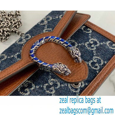 Gucci Dionysus Super Mini Bag 476432 Washed GG Denim Blue 2021