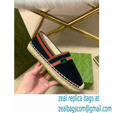 Gucci Interlocking G and Web Embroidered Canvas Espadrilles Black 2021