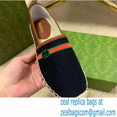 Gucci Interlocking G and Web Embroidered Canvas Espadrilles Black 2021