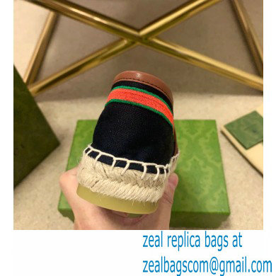 Gucci Interlocking G and Web Embroidered Canvas Espadrilles Black 2021