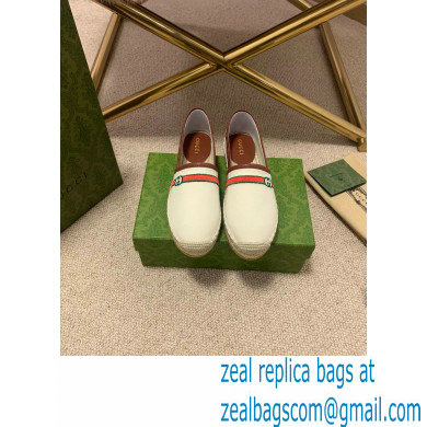 Gucci Interlocking G and Web Embroidered Canvas Espadrilles White 2021 - Click Image to Close