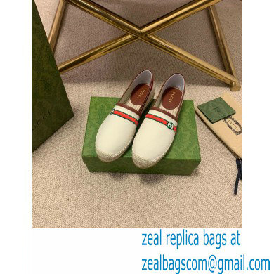 Gucci Interlocking G and Web Embroidered Canvas Espadrilles White 2021