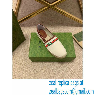Gucci Interlocking G and Web Embroidered Canvas Espadrilles White 2021 - Click Image to Close