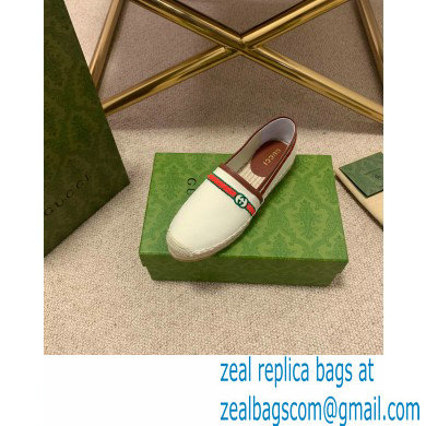 Gucci Interlocking G and Web Embroidered Canvas Espadrilles White 2021 - Click Image to Close