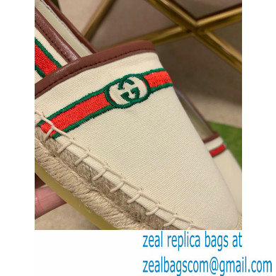 Gucci Interlocking G and Web Embroidered Canvas Espadrilles White 2021