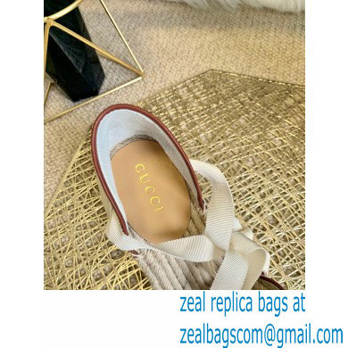 Gucci Interlocking G and Web Embroidered Canvas Platform 10cm Espadrilles White 2021 - Click Image to Close