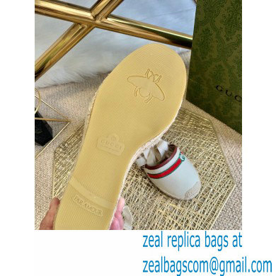 Gucci Interlocking G and Web Embroidered Canvas Platform 10cm Espadrilles White 2021 - Click Image to Close