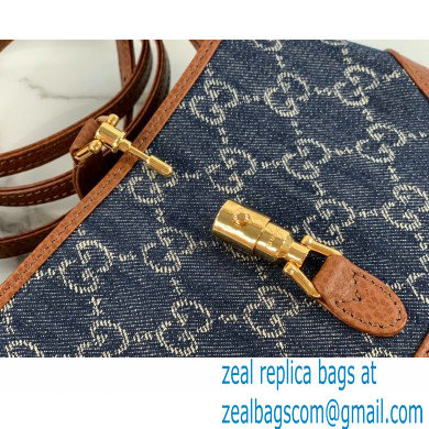 Gucci Jackie 1961 Mini Shoulder Bag 637092 Washed GG Denim Blue 2021 - Click Image to Close