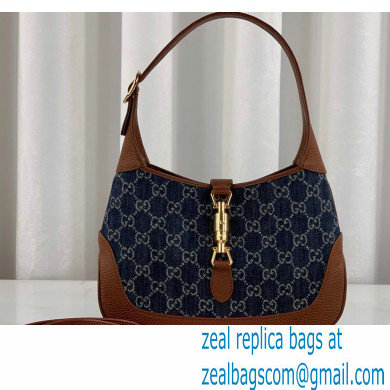 Gucci Jackie 1961 Small Shoulder Bag 636706 Washed GG Denim Blue 2021 - Click Image to Close