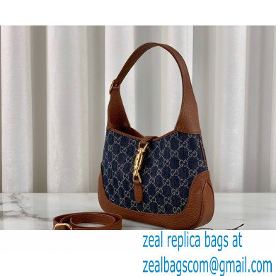 Gucci Jackie 1961 Small Shoulder Bag 636706 Washed GG Denim Blue 2021 - Click Image to Close