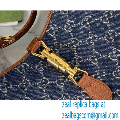 Gucci Jackie 1961 Small Shoulder Bag 636706 Washed GG Denim Blue 2021 - Click Image to Close