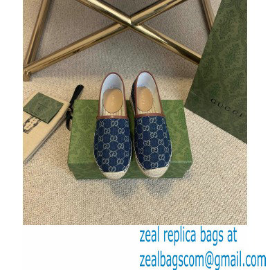 Gucci Washed GG Jacquard Denim Espadrilles Dark Blue 2021 - Click Image to Close