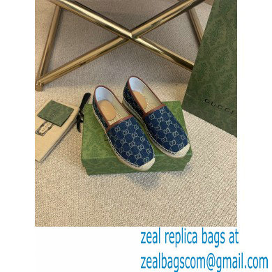 Gucci Washed GG Jacquard Denim Espadrilles Dark Blue 2021